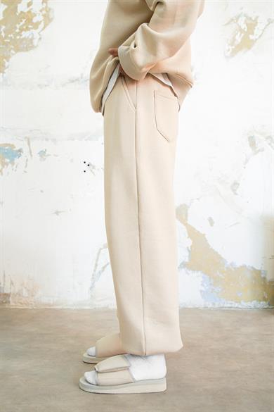 Krem Cozy Basic Paça Lastik Oversize Eşofman