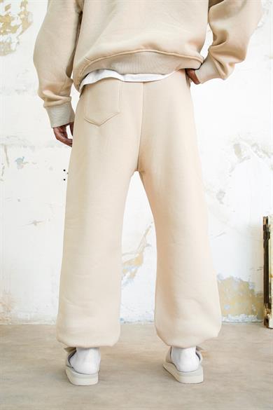 Krem Cozy Basic Paça Lastik Oversize Eşofman