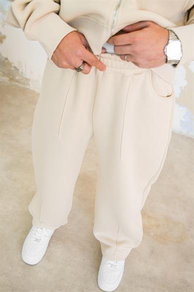 Krem Cozy Basic Pileli Baggy Eşofman