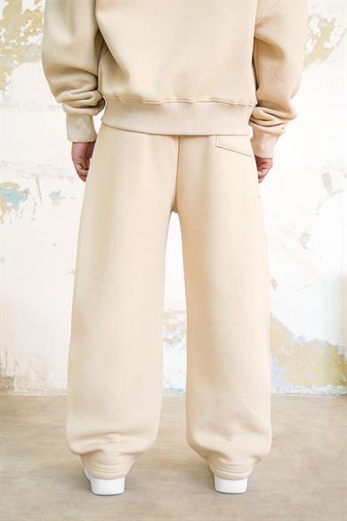 Krem Cozy Basic Pileli Baggy Eşofman