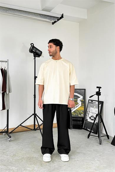Krem Cozy Basic Soft Oversize Tişört