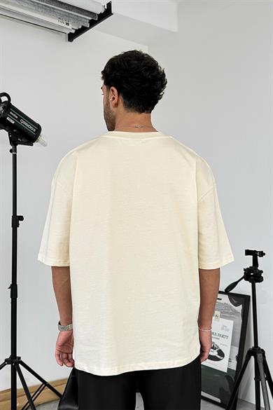 Krem Cozy Basic Soft Oversize Tişört