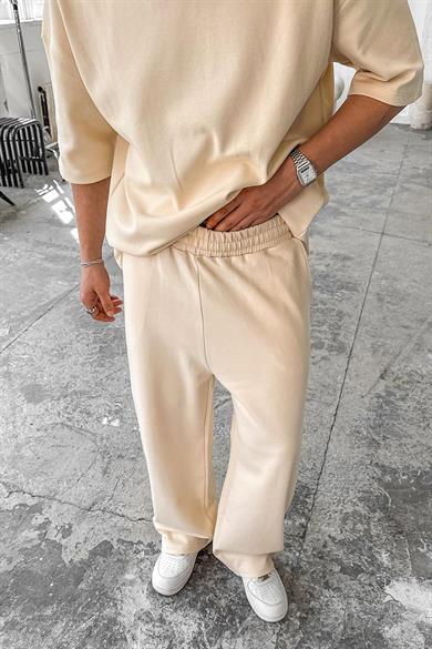 Krem Cozy Premium Basic Baggy Eşofman