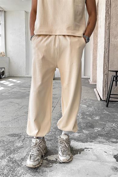 Krem Cozy Premium Basic Paça Lastik Eşofman