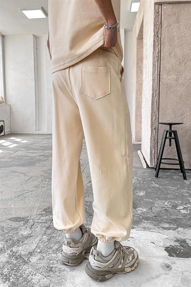 Krem Cozy Premium Basic Paça Lastik Eşofman