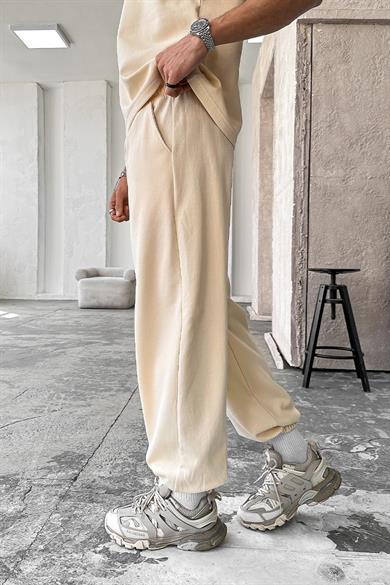 Krem Cozy Premium Basic Paça Lastik Eşofman