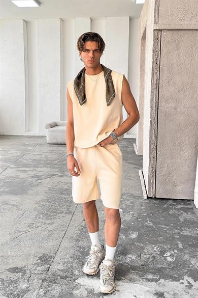 Krem Cozy Premium Basic Şort