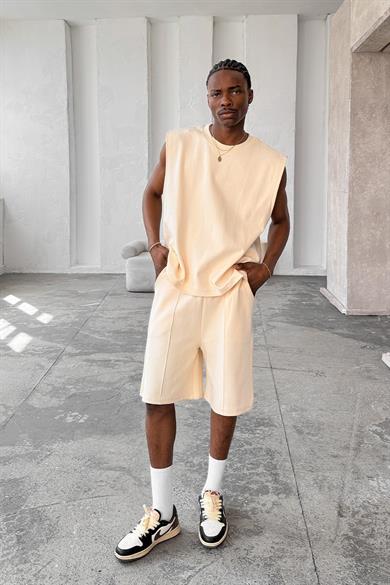 Krem Cozy Premium Çımalı Şort