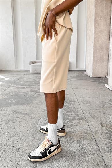 Krem Cozy Premium Çımalı Şort