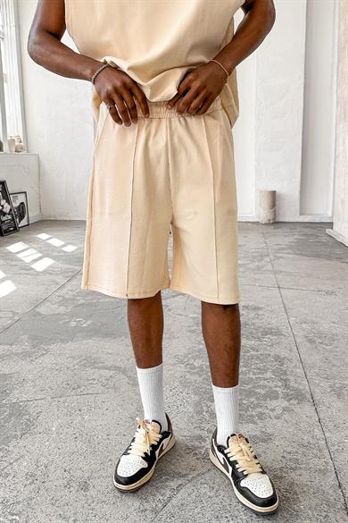 Krem Cozy Premium Çımalı Şort