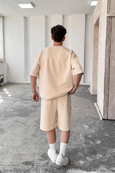 Krem Cozy Premium Pileli Şort