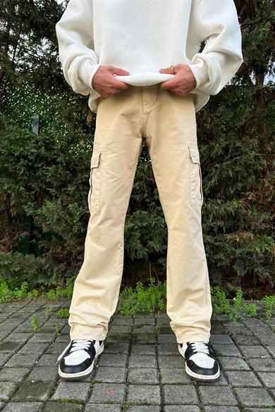 Krem Kargo Cepli T1 GD Baggy Pantolon