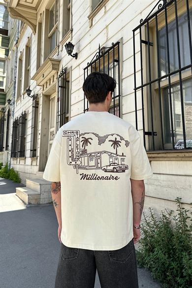 Krem Millionaire PM Oversize Tişört