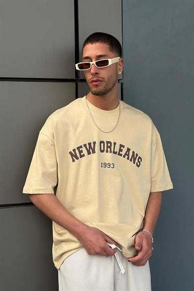 Krem New Orleans 01 PM Oversize Tişört