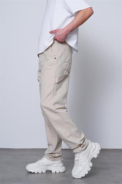 Krem Patch Tasarım V8 DL Baggy Pantolon