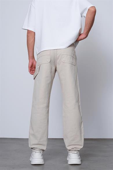 Krem Patch Tasarım V8 DL Baggy Pantolon
