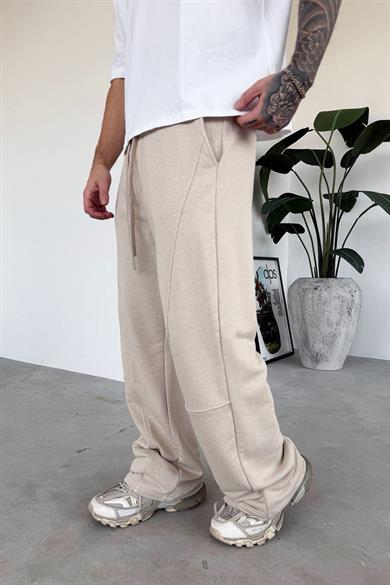 Krem Premium Patch Detay Baggy Eşofman
