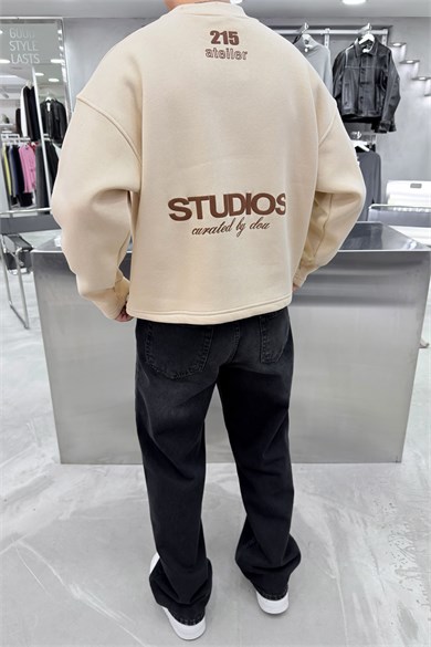 Krem Studios Baskılı Boxy Fit Sweatshirt