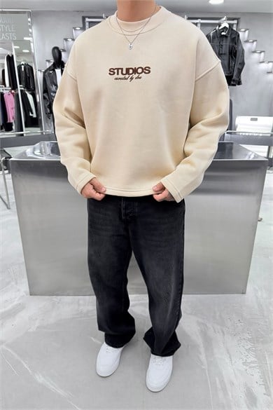 Krem Studios Baskılı Boxy Fit Sweatshirt