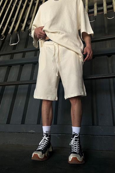 Krem Su Yeşili Basic Relaxed Fit Şort