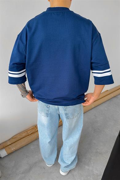 Lacivert 85 Baskılı Oversize Forma Tişört