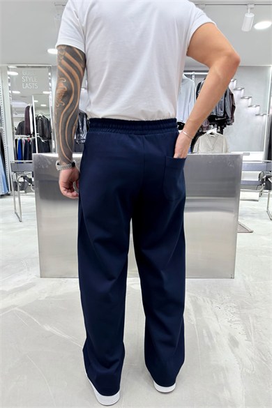 Lacivert Aksesuar Detay Çımalı Baggy Eşofman