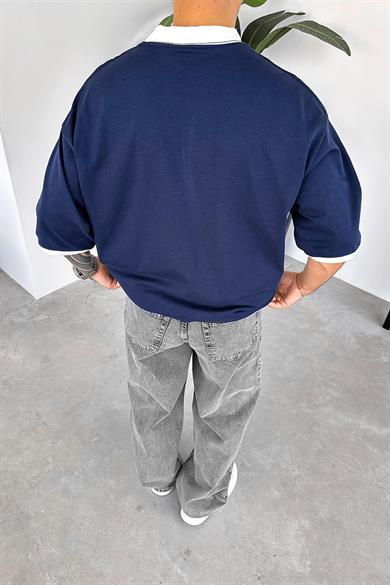 Lacivert Atletic 80 Baskılı Oversize Tişört