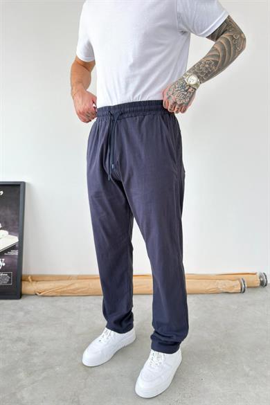 Lacivert Baggy Keten Pantolon
