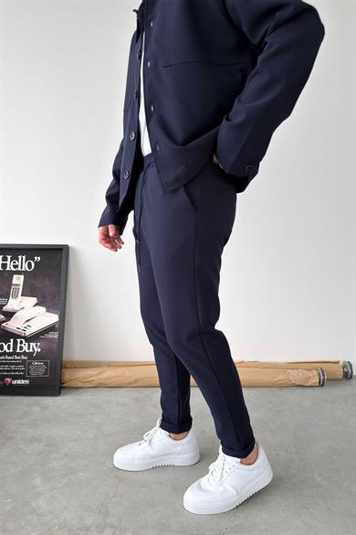 Lacivert Basic Beli Lastikli Jogger Pantolon