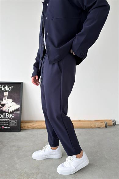 Lacivert Basic Boyfriend Kumaş Pantolon