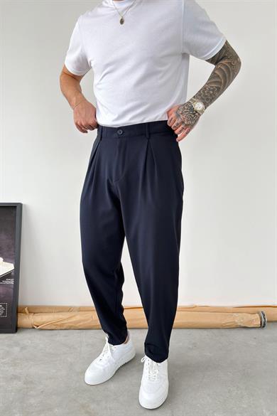 Lacivert Basic Boyfriend Kumaş Pantolon