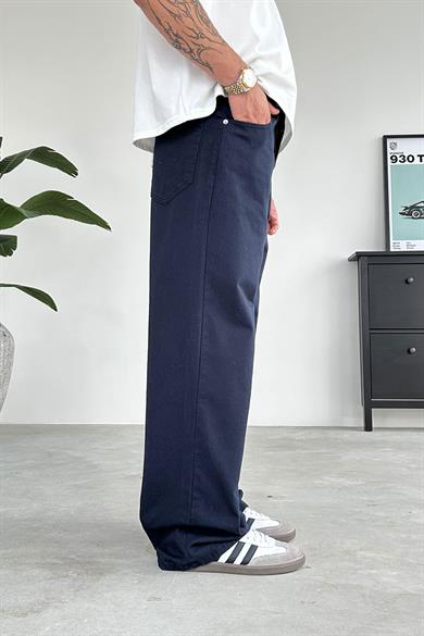 Lacivert Basic Gabardin Ekstra Bol Baggy Pantolon