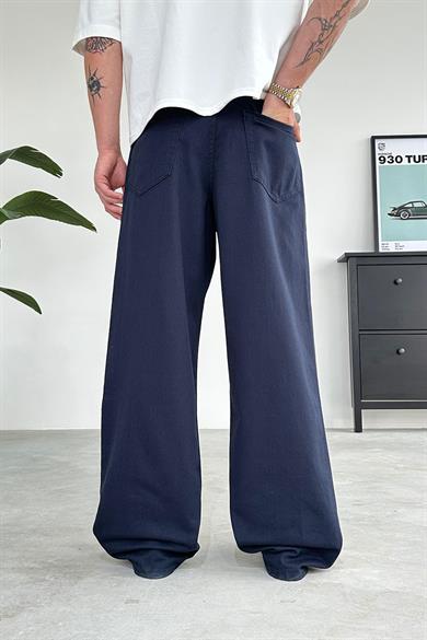 Lacivert Basic Gabardin Ekstra Bol Baggy Pantolon