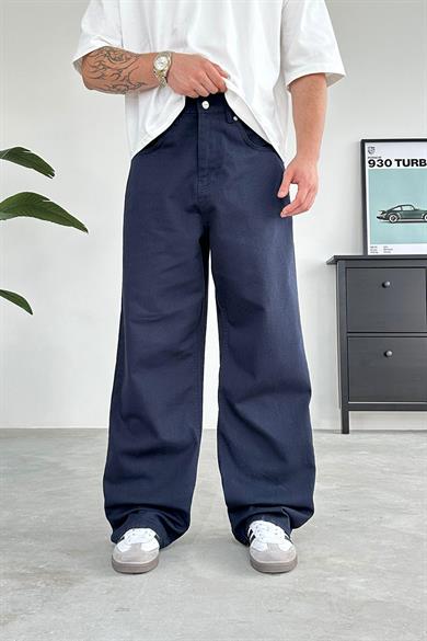 Lacivert Basic Gabardin Ekstra Bol Baggy Pantolon