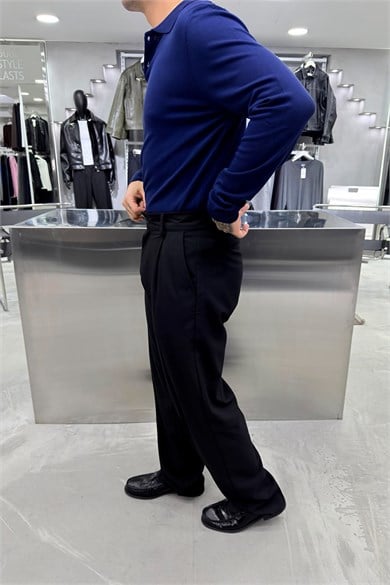 Lacivert Basic Premium Oversize Polo Yaka Tişört