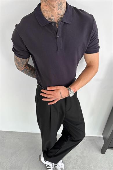 Lacivert Basic Premium Relaxed Polo Yaka