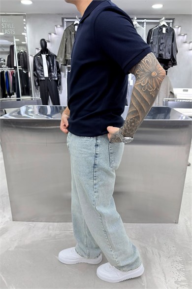 Lacivert Basic Premium Relaxed Polo Yaka Tişört