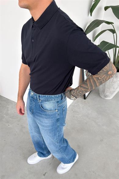 Lacivert Basic Relaxed Polo Yaka Tişört