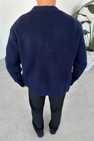 Lacivert Basic Soft Relaxed Hırka