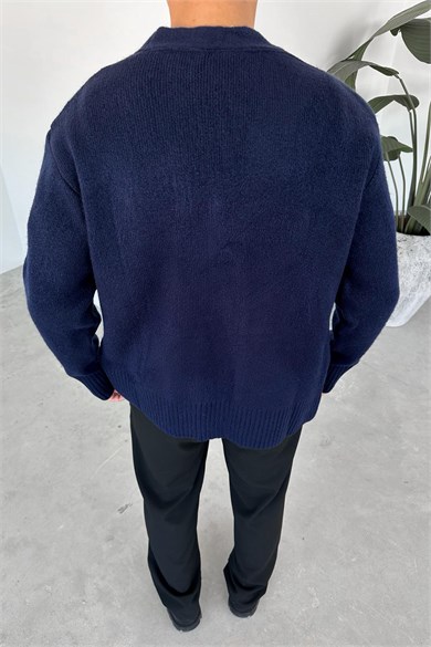 Lacivert Basic Soft Relaxed Hırka
