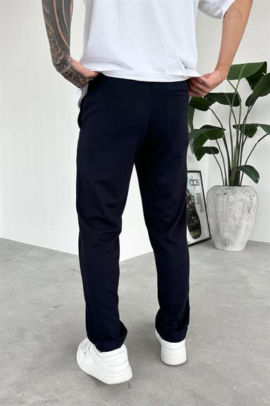 Lacivert Beli İp Detaylı Gabardin Regular Pantolon
