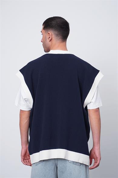 Lacivert Beyaz Lacivert Beyaz C03 Oversize Süveter
