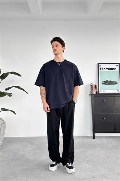 Lacivert Bisiklet Yaka Premium Basic Tişört
