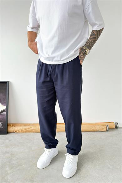 Lacivert Boyfriend Keten Pantolon