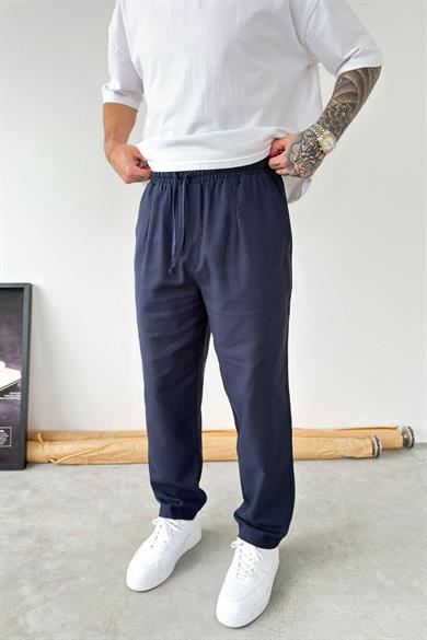Lacivert Boyfriend Keten Pantolon