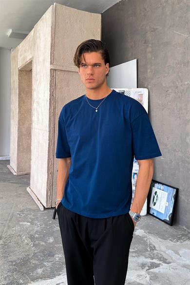 Lacivert Cozy Basic Oversize Tişört