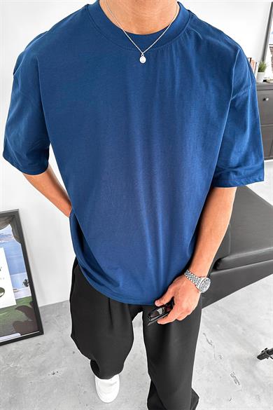 Lacivert Cozy Basic Oversize Tişört