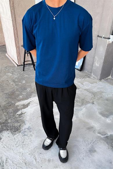 Lacivert Cozy Basic Oversize Tişört