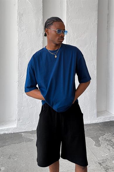 Lacivert Cozy Basic Oversize Tişört