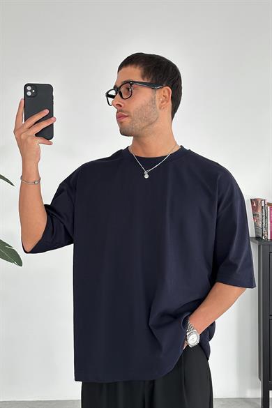 Lacivert Cozy Basic Oversize Tişört